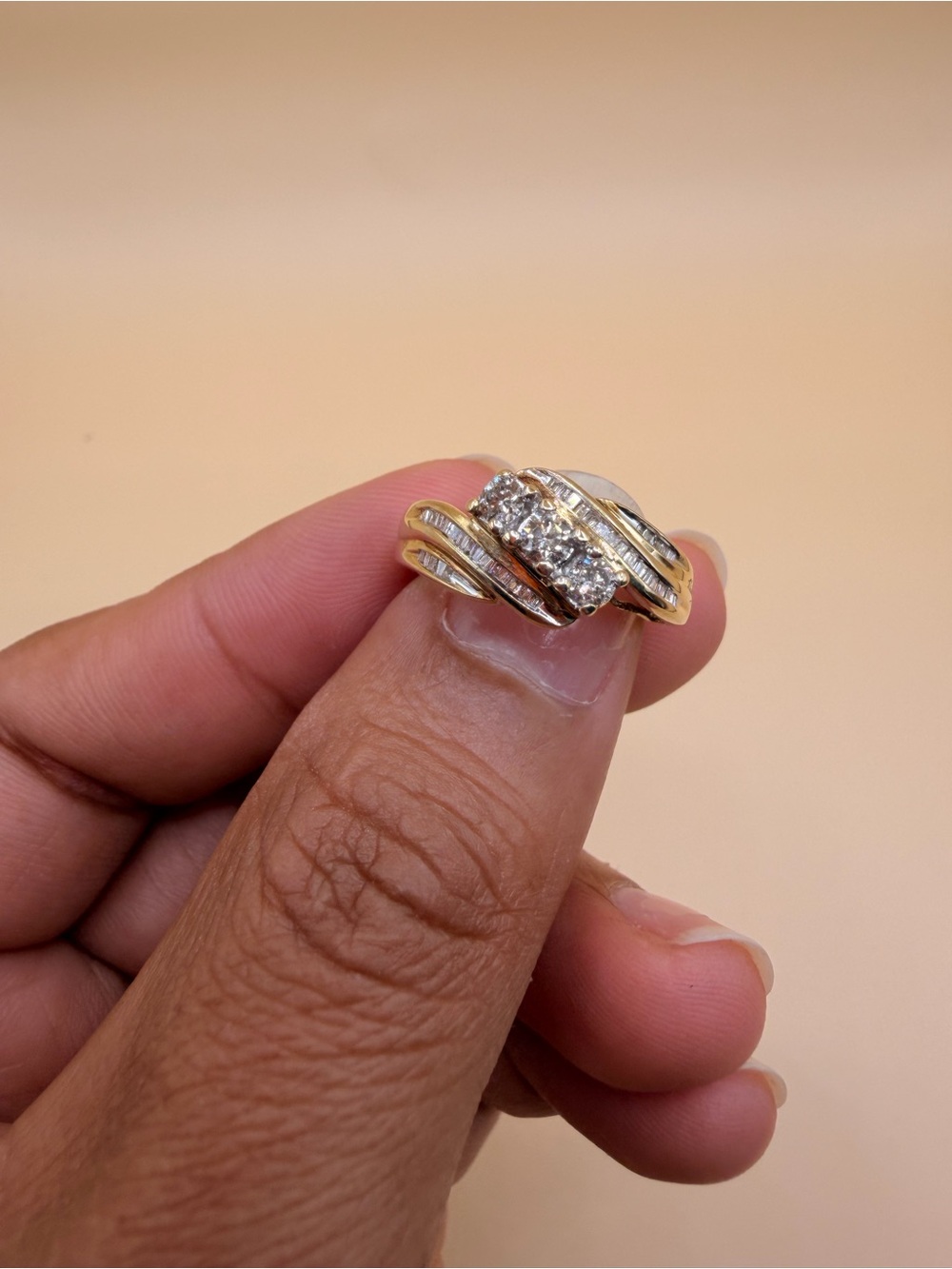 10k Yellow Gold .50 Ctw Diamond Ring Size 5.5.